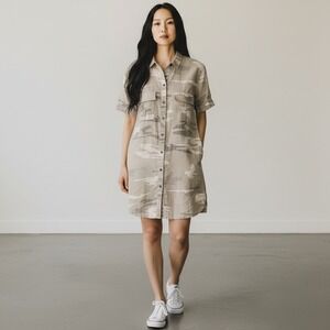 Rails Camouflage Utility Shirt Dress Extra Small XS Button Down Pockets NWOT